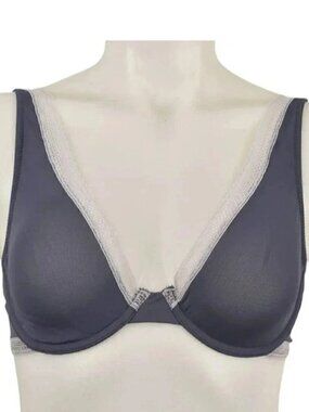 Victoria's Secret Unlined Demi  Lace Trim Soft Sheer Underwire Blue Size 32D